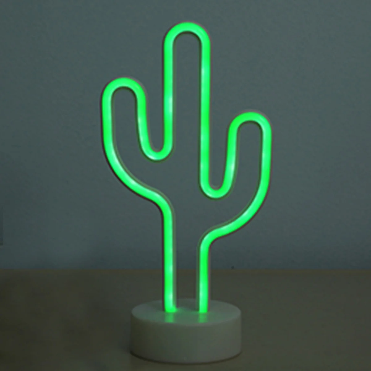 Cactus Неоновый светильник в виде единорога, прикроватные настольные лампы с USB питанием, декор для комнаты, светодиодный светильник в виде фламинго, настольная неоновая лампа для детской комнаты, Рождественская, свадебная, праздничная - Цвет абажура: Cactus