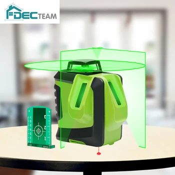 

DEC TEAM 360 Degree Cross Line Laser Level Horizontal 2 Vertical Lines with Plumb Dot Green Beam Measure 622CG