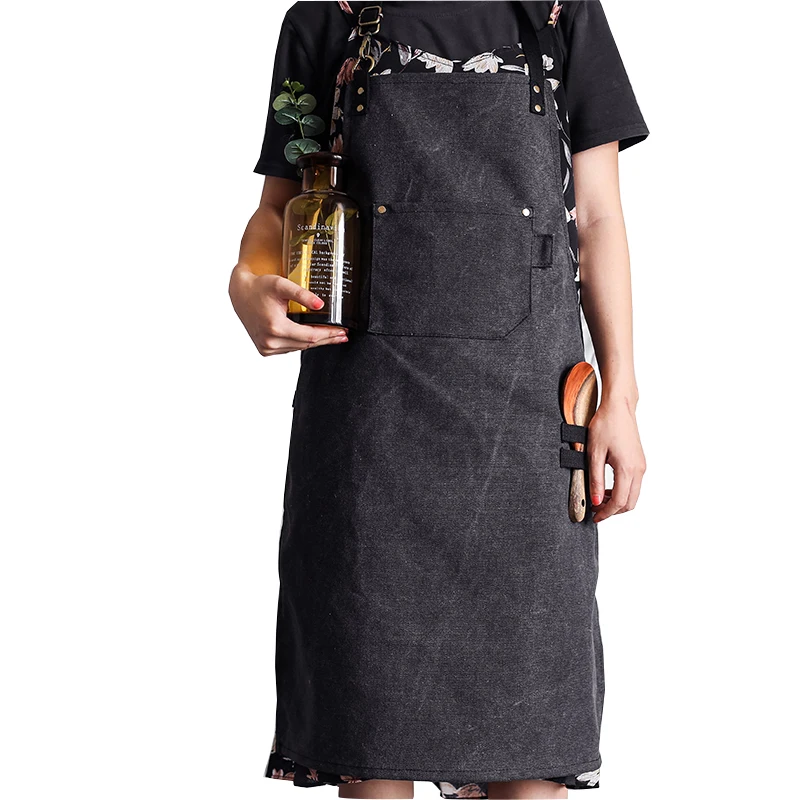 2020 New Thick Canvas Unisex Apron Bib Chef Kitchen Aprons for Women Men Coffee Shop Barber BBQ Bib working uniform