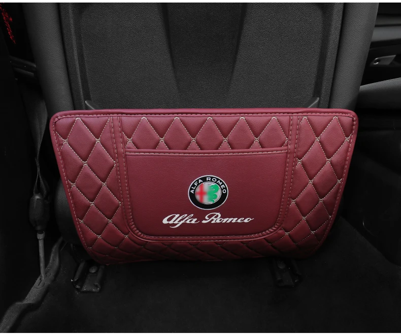 QHCP сиденье анти-удар коврик автомобильное сиденье анти-ребенок-Kick Pad защита наклейка Черное Красное микроволокно кожа 2 шт для Alfa Romeo Giulia