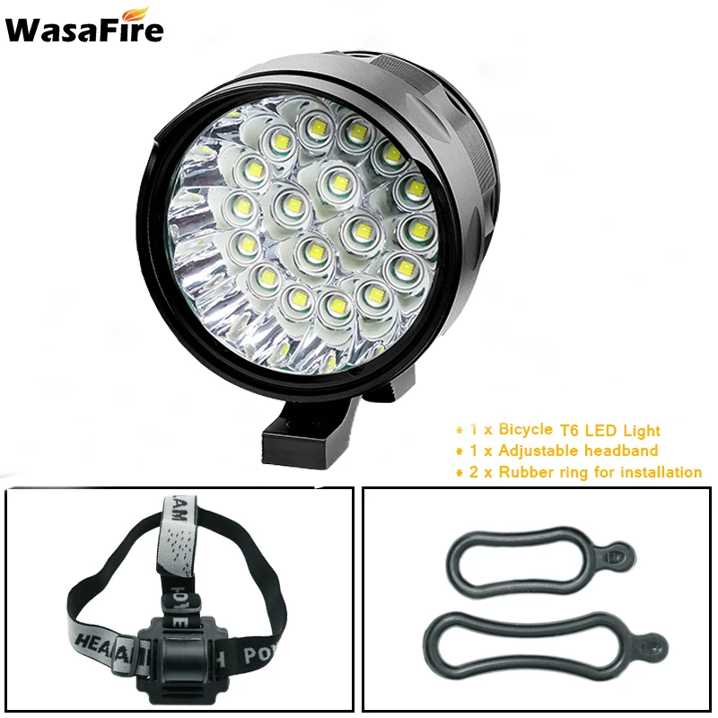 WasaFire 18* XML-T6 светодиодный велосипедный передний светильник фонарь 3 режима велосипедный головной светильник ночной езды вспышка светильник+ USB велосипедный задний фонарь - Цвет: lamp with headband