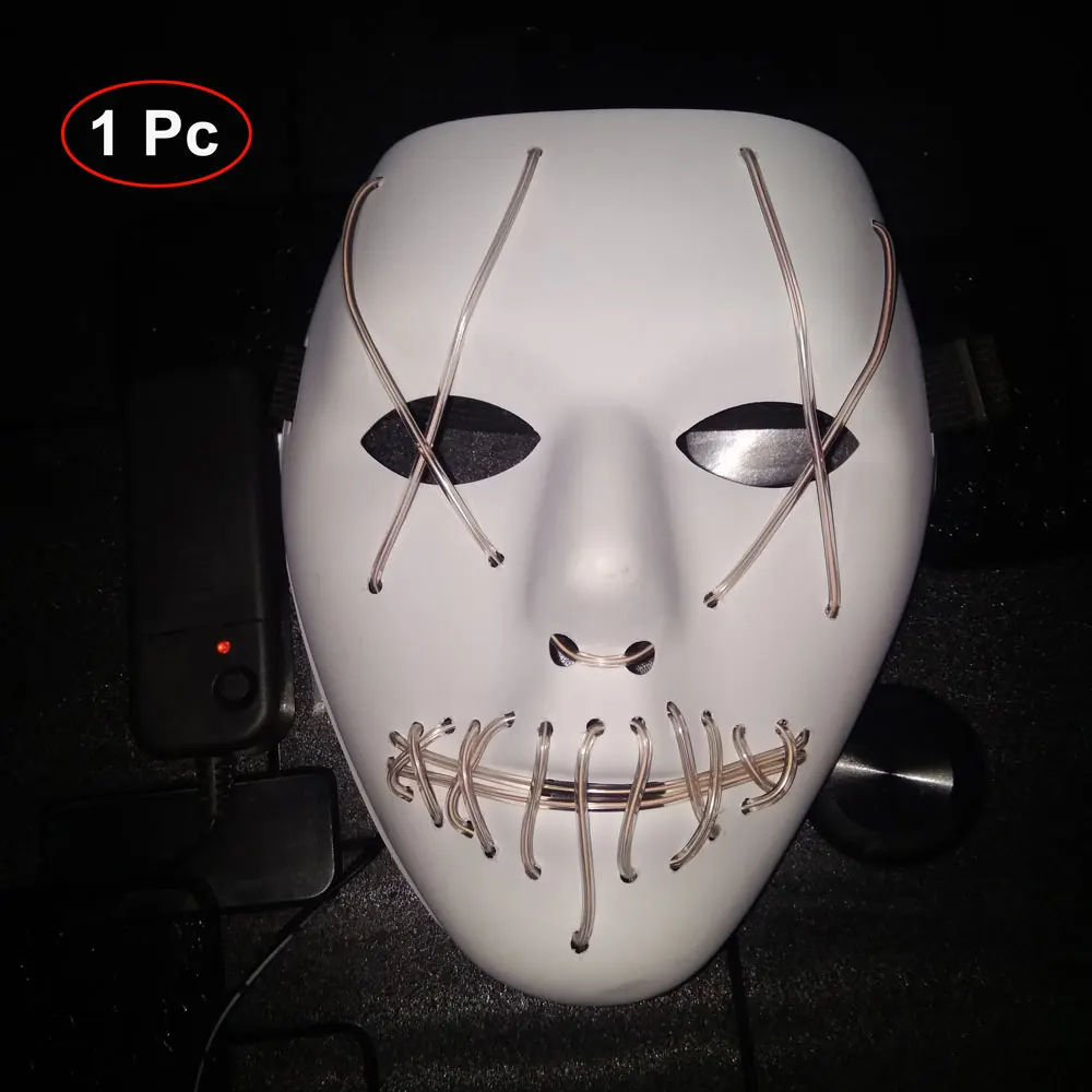 Светодиодный GLE страшный светодиодный светильник, светящаяся маска на Хэллоуин - Цвет: 1 PC Led Mask