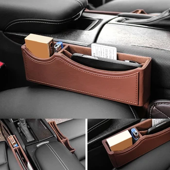 

1 Pc Car Organizer PU Leather Storage Car Seat Slit Gap Pocket Storage Box Padding Phone Cards Holder Storage Organizers