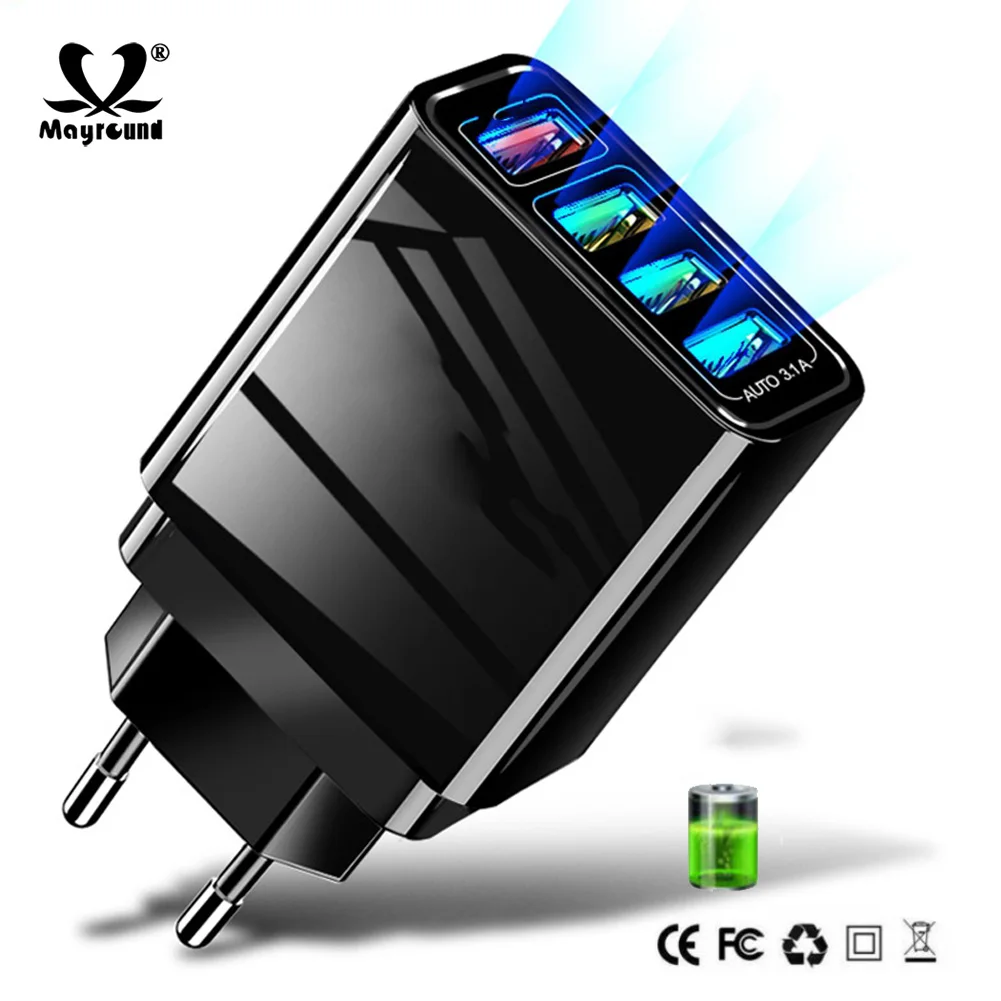 For Samsung A50 A30 iPhone 7 8 Huawei P20 48W Charger 3.0 USB XS Tablet Fast Wall US EU UK Plug Adapte | Мобильные телефоны и