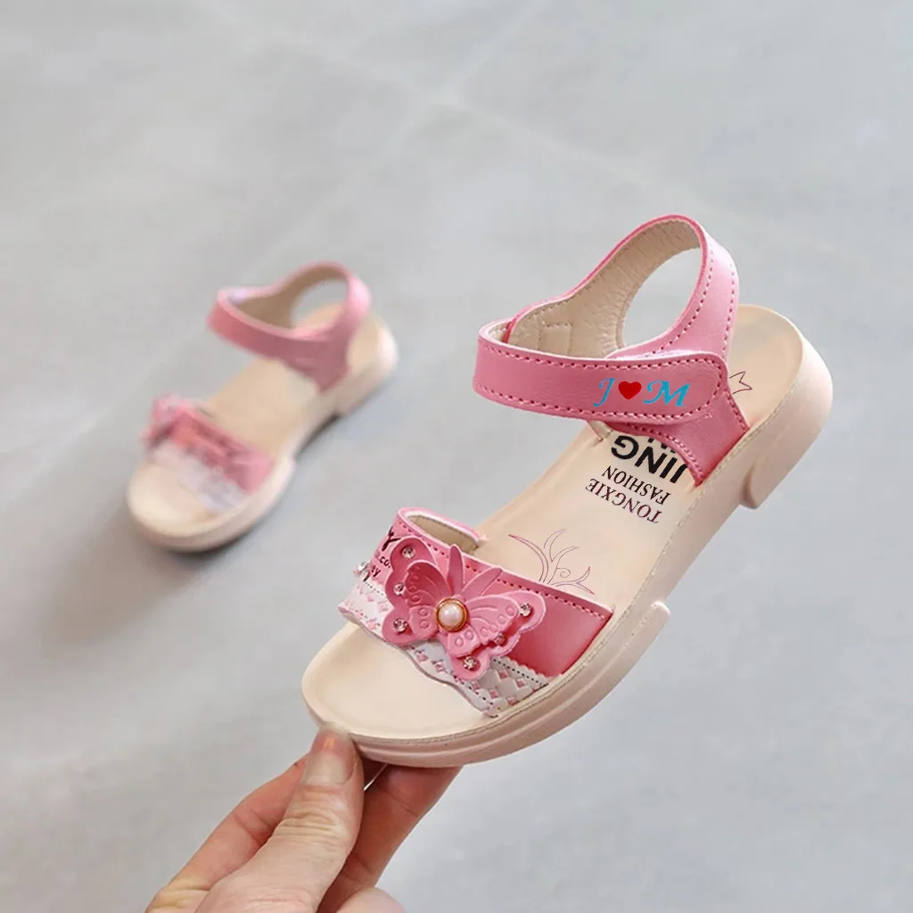 Kids Shoes Children Leather Girls Cute Shoes Fashion Leather Anti Slip Solid Hook& Loop Kid Shoes Casual PU Flower Shoes
