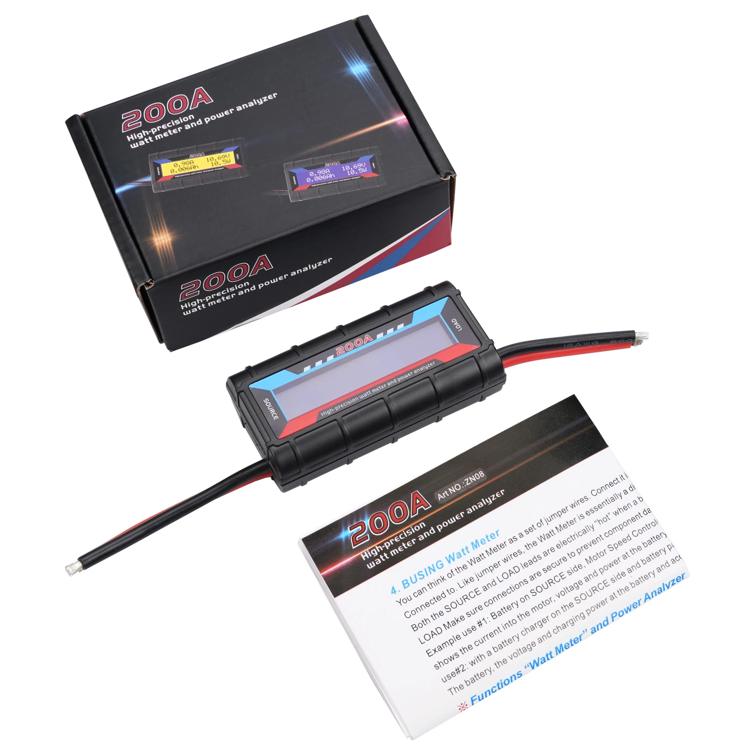 200A High Precision Watt Meter and Power Analyzer Backlight LCD Rc Drone Voltage