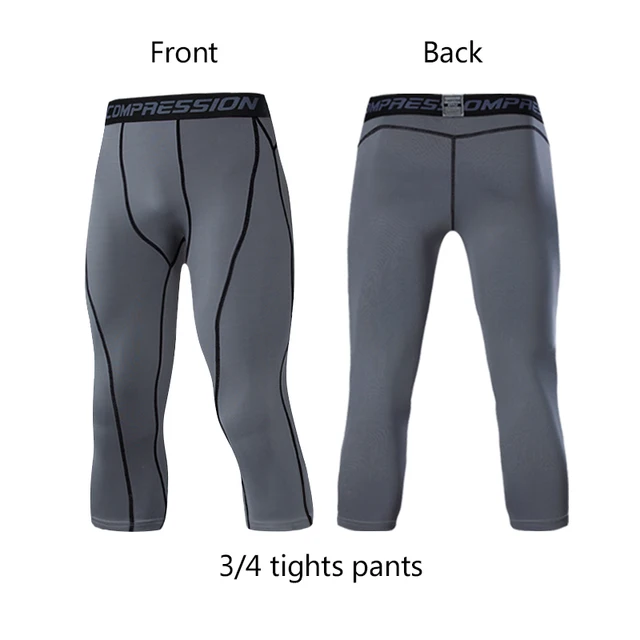 Men's Lycra Compression Pants Cycling Running Basketball Soccer Elasticity Sweatpants Fitness Tights Legging Trousers Rash Guard 1606-Gray