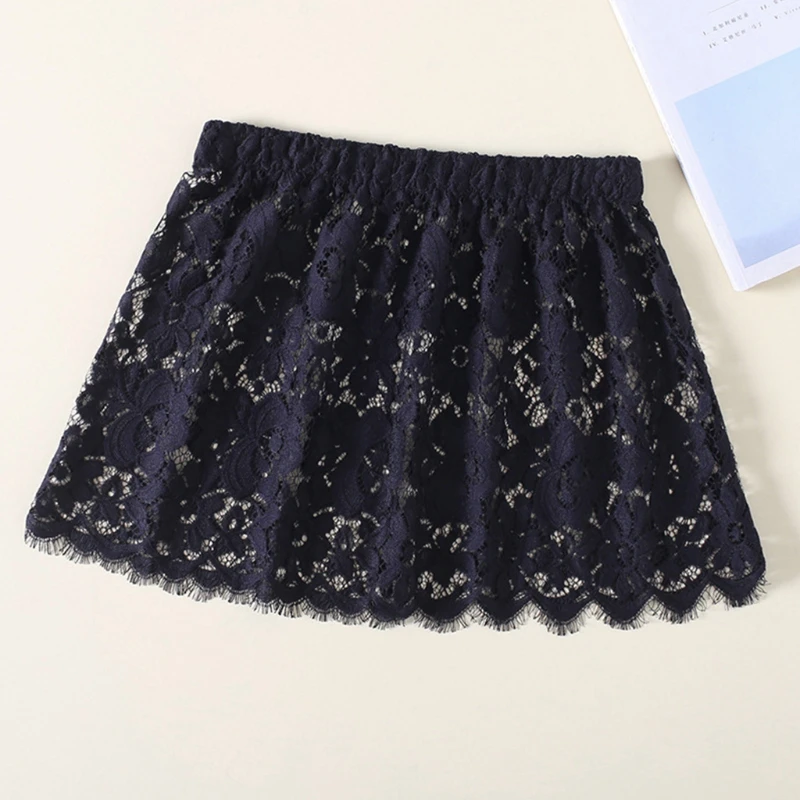 black tennis skirt Women Eyelash Floral Lace Shirt Extender Adjustable Layered Faux Top Hem Lower Sweep Mini Skirt Half Slip Underskirt black pencil skirt