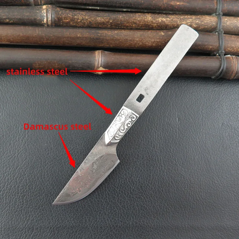 Swayboo DIY Damascus Steel 67 Layer VB67A Tea Needle straight knife bille blade semi-finished knife diy Self-defense survival