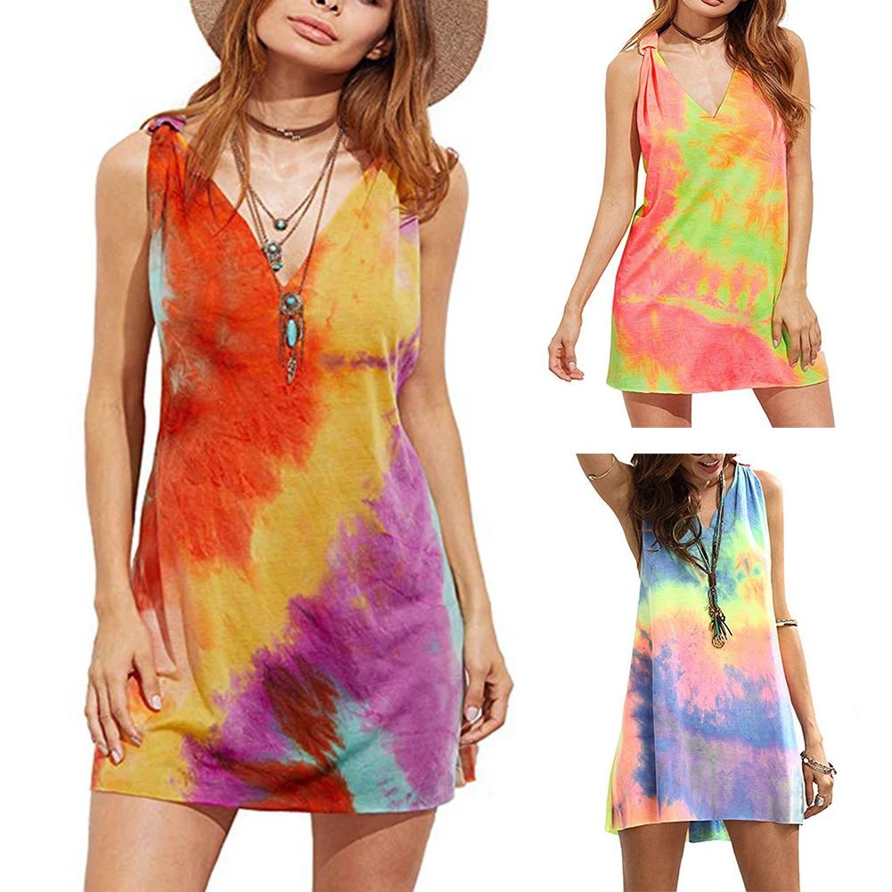 Tie dye v neck dress Clearance