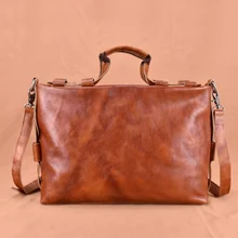 Мягкий портфель на плечо из натуральной кожи, винтажная сумка из воловьей кожи, мужская сумка для ноутбука в простом стиле, Мужская классическая сумка для ноутбука, Hombre DF099