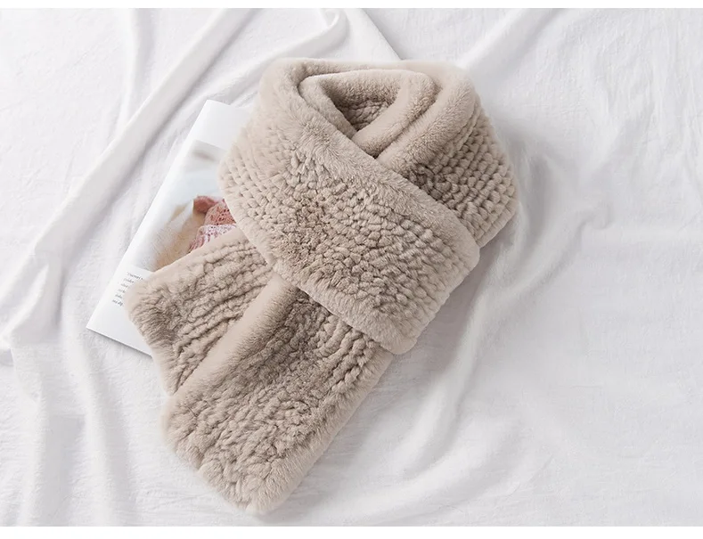 Абрикосовый Free Shipping New Genuine Rex Rabbit Fur Scarf 8 Colors Knitted Fur Shawl Winter Real Fur Poncho Wholesale Retail OEM - Цвет: Абрикосовый
