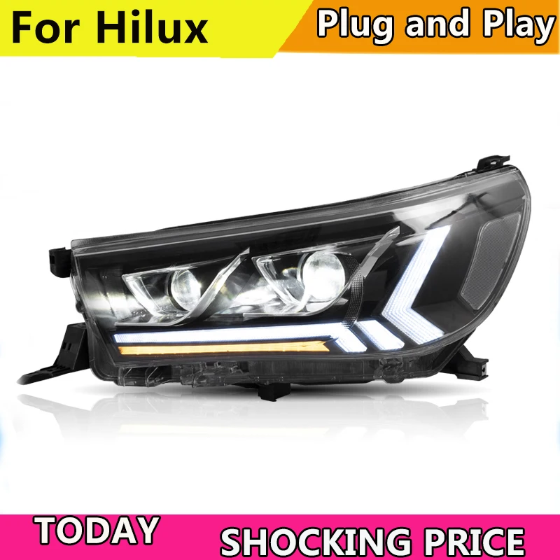 Передние фары для Toyota Hilux 2015 2016 2017 2018 2019 светодиодный головной фонарь plug and play с