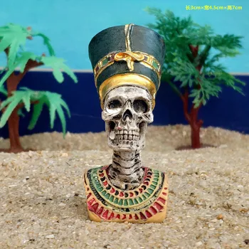 

Ancient Egyptian Pharaoh Figurine Statue Resin Skull for Aquatic Fish Tank Decorations