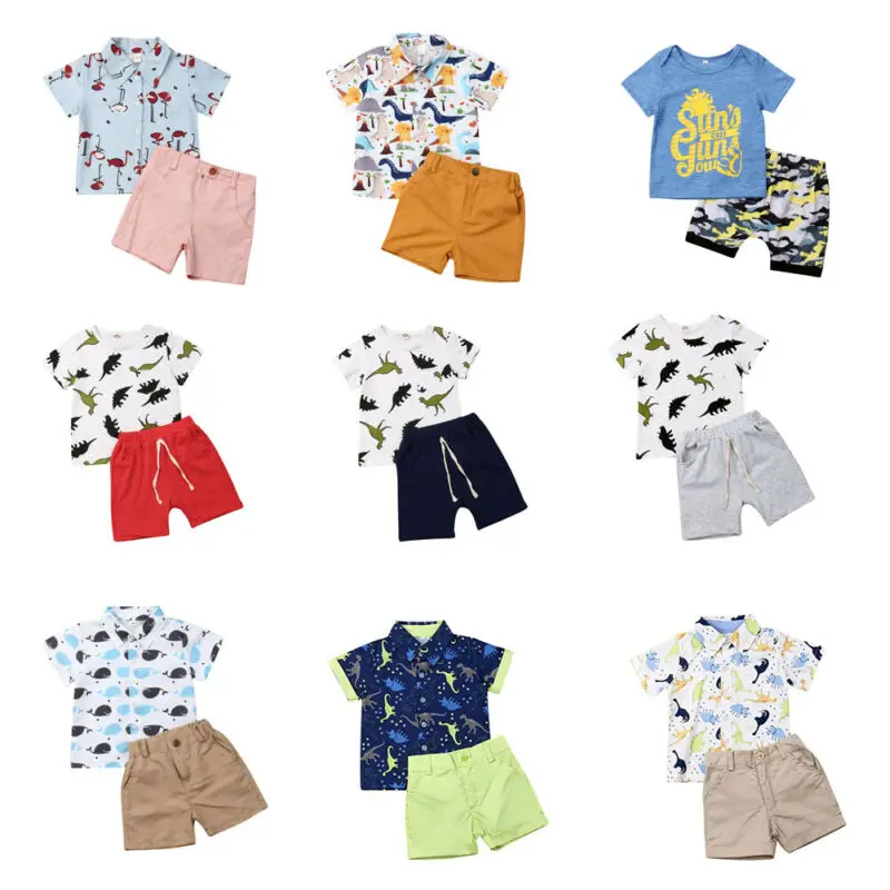 

US STOCK New Toddler Kids Baby Boy Clothes Boys Outfits Sets Short T-Shirt + Pants Tops
