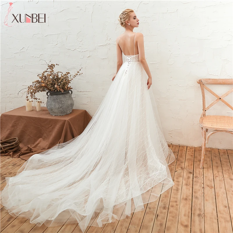 Robe De Mariee Новое поступление невесты Бохо Свадебные платья v-образным вырезом на шнуровке Свадебное Платье Vestidos De Noiva реальные фотографии CPS1308