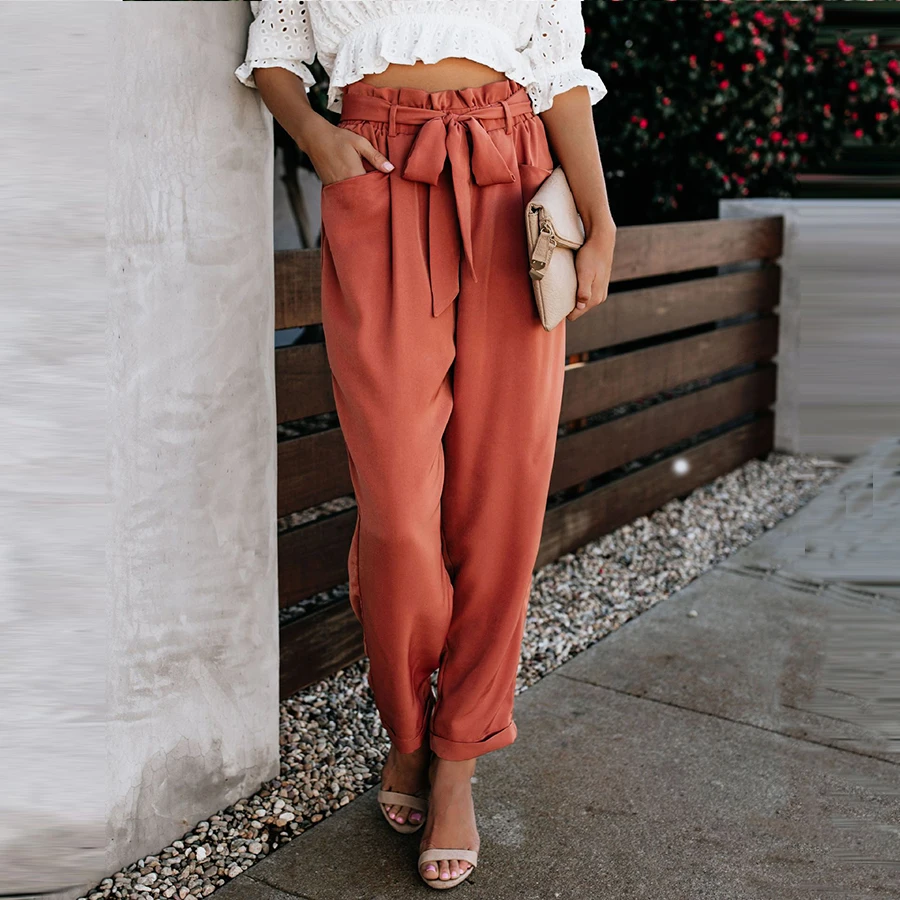 

Vintage High Waist Harem Pants Women Korean Solid Plus Size 5XL Fashion Lace-Up Casual Loose Pockets Trousers Ladies Streetwear