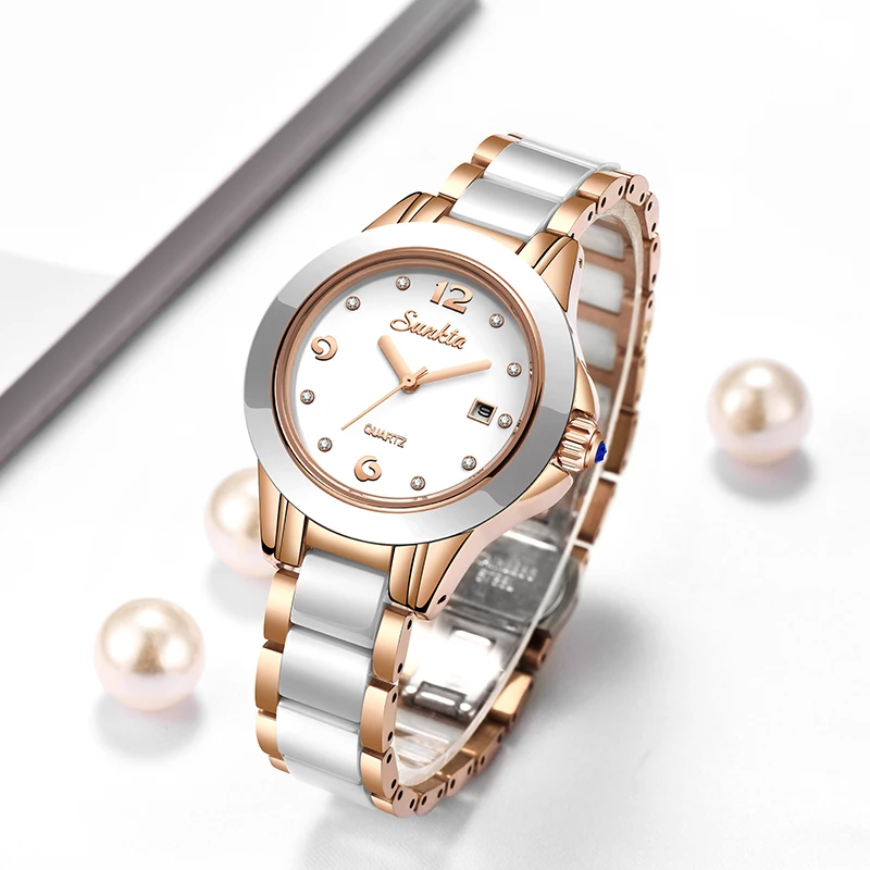 SUNKTA New Rose Gold Watch Women Quartz Watch Top for Woman Luxury Brand Lady Wrist Watch 3