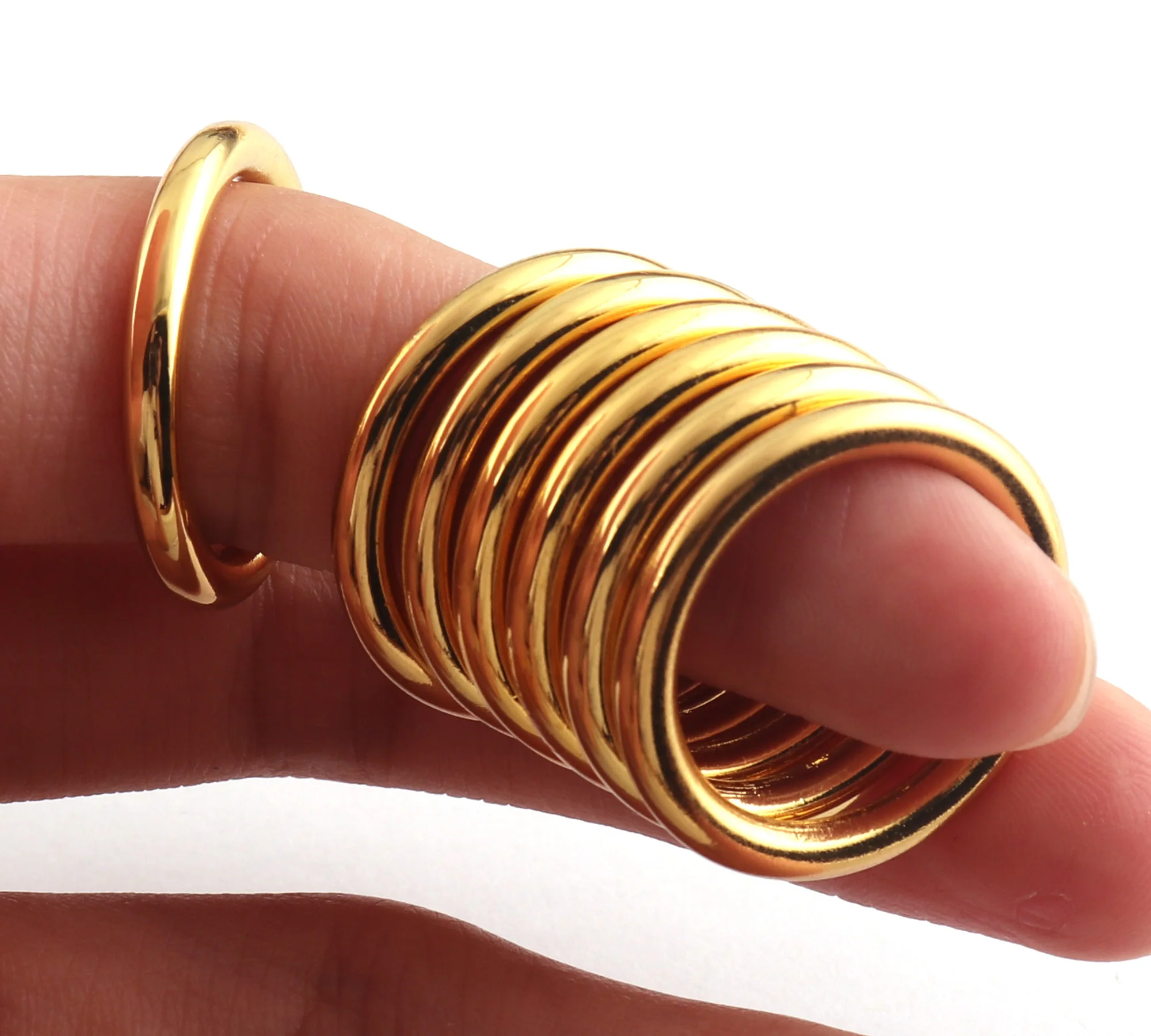 Full Finger Diamond Ring 14k Solid Gold Statement Ring Adjustable Finger  Ring. | eBay