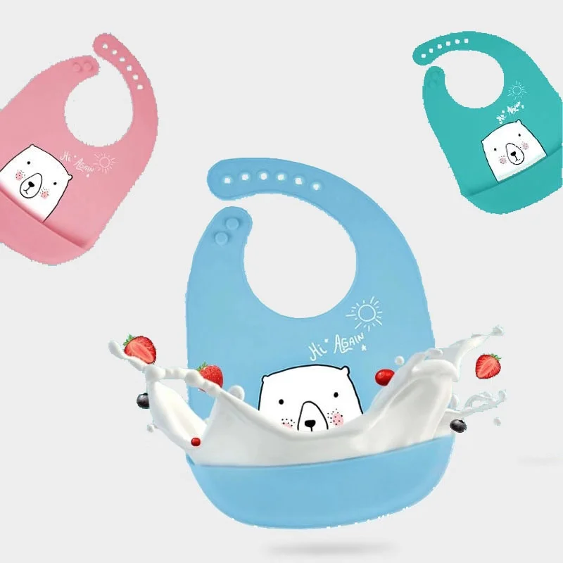 Baby Bibs Adjustable Feeding Bandana Safe Silica Gel Burp Cloth Waterproof Baberos Bebe Washable Tableware Stuff | Детская одежда и