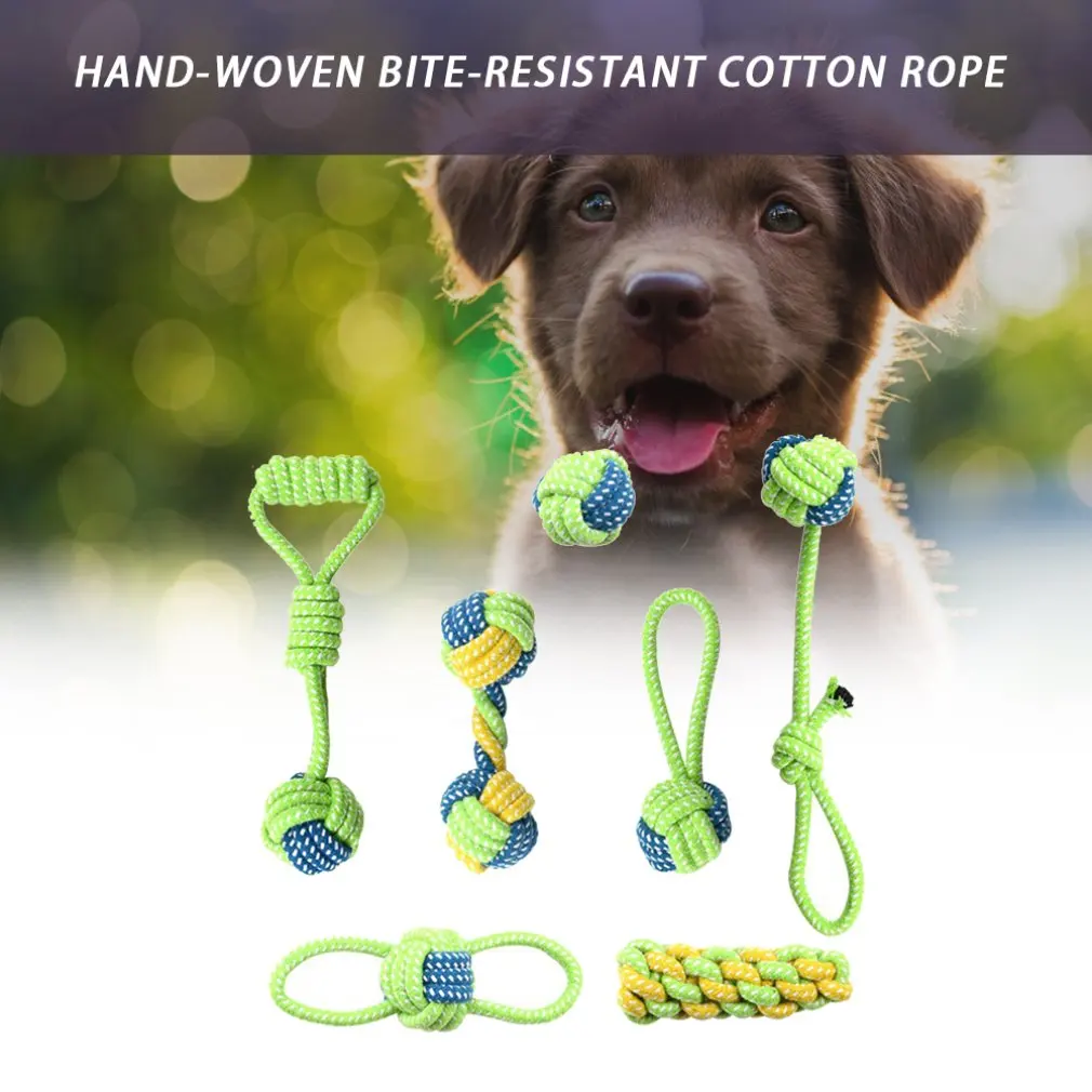 Bite-resistant Puppy Molar Ball Pet Safe Without AddedTraining Interactive KnotCotton Rope Ball Training Dog Toy