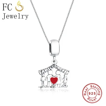 

FC Jewelry 925 Sterling Silver Letter Family Forever House Mother Dad Son Necklaces & Pendants Chain Women Choker Trinket Collar