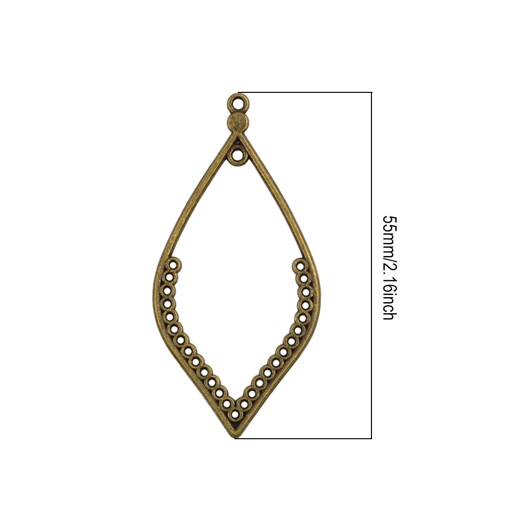 24Pcs Tibet silver color Metal Hollow Leaf Shape Frame Charms Pendants For Earring Dangle Jewelry Making