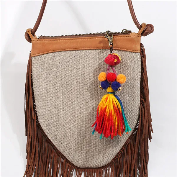 Pom брелок для женщин Boho брелоки с кисточками кошелек сумка Шарм аксессуары ювелирные изделия подарок - Цвет: k7543