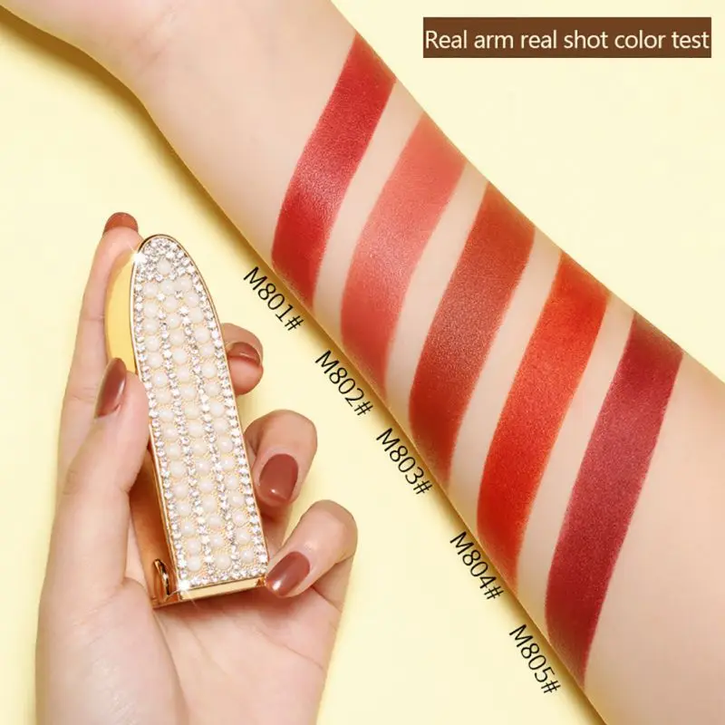 Long Lasting Lipstick Maquiagem Non-Fading Matte Small Gold Diamond Pearl Fashion Smooth Lipstick Lip Makeup MKXJ
