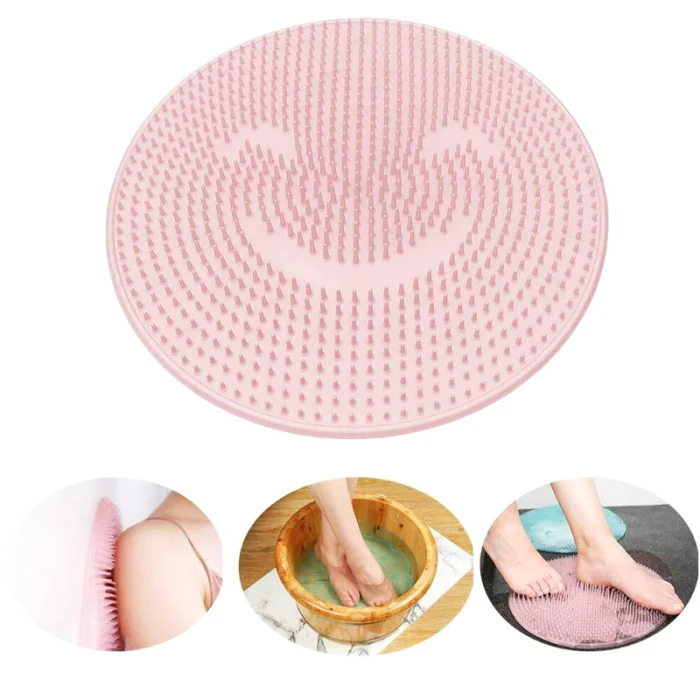 Silicone Bath Massage Cushion Brush Anti-slip for Lazy Wash Feet Clean Dead Skin Bathroom V9-Drop