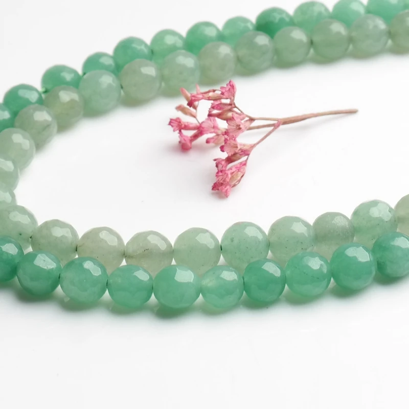 OMHXZJ Wholesale 4 6 8 10 12 mm Free Shipping New Arrival Faceted Green Aventurine Beads 1" Strand Pick Size Jewelry ZZ94