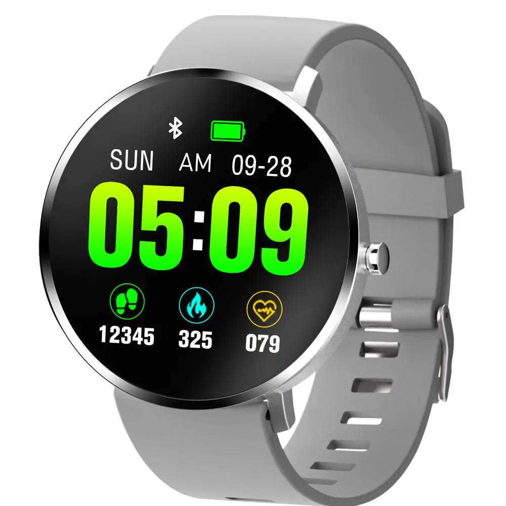 Смарт-часы пульсометр кровяное давление монитор сна мульти-спортивный режим водонепроницаемые Смарт-часы для Android HUAWEI IOS - Цвет: gray silicone