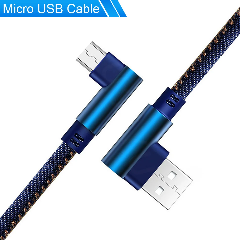 blue Micro USB C кабель быстрое зарядное устройство USB шнур Suntaiho 90 градусов локоть нейлон плетеный кабель для передачи данных для samsung/sony/iPhone Android телефон - Цвет: blue