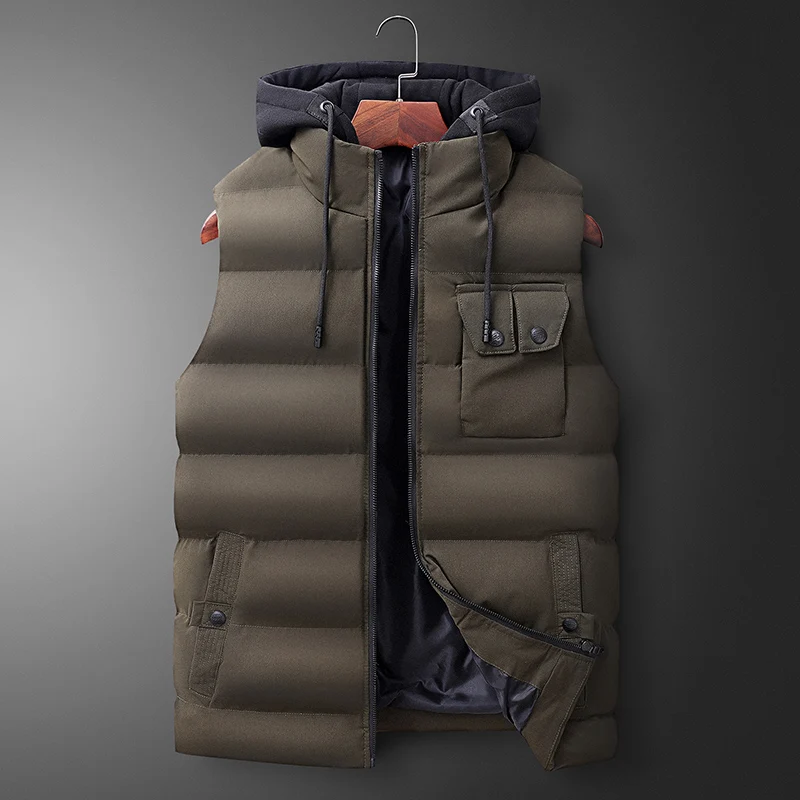 

Men 2019 Winter Autumn Thick Warm Mulit Pocket Sleeveless Vest Jacket Coat Men Waistcoat Casual Parkas Vests Men Plus Size 6XL