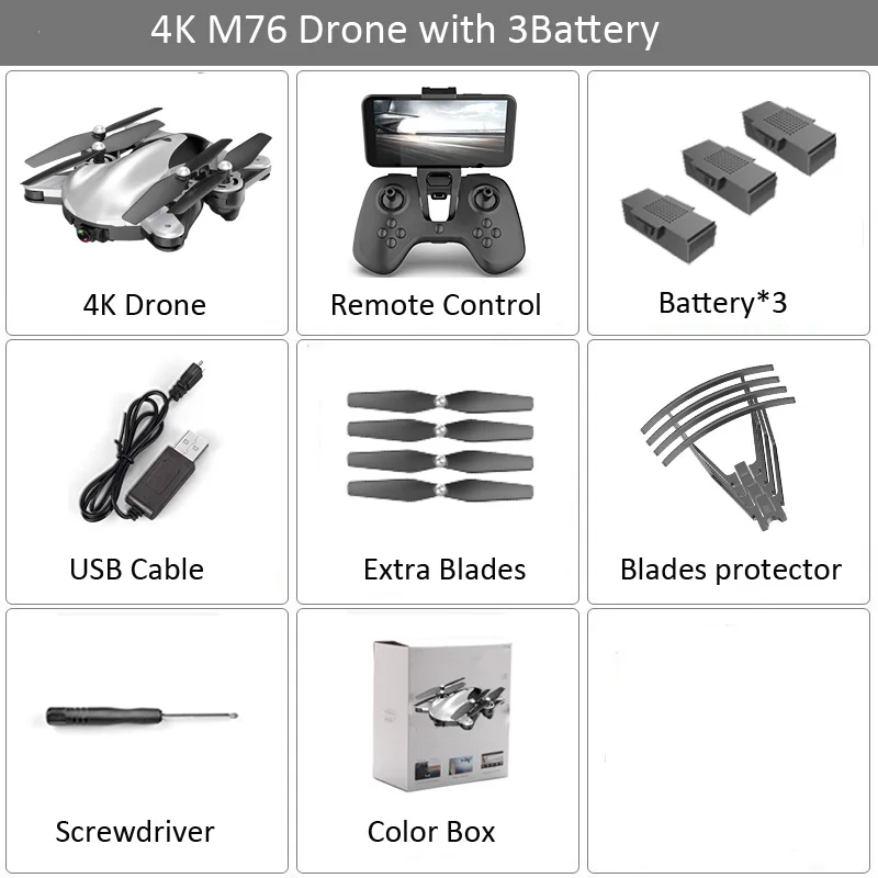 M76 4K 3B BX M76 складной Профессиональный радиоуправляемый Дрон с 4K 1080P HD камерой WiFi FPV оптический поток RC Квадрокоптер детские игрушки VS SG106 E58 Xs816 - Цвет: M76 4K 3B BX