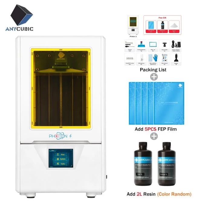 ANYCUBIC Photon-S lcd 3d принтер набор Быстрый срез 405nm матрица УФ светильник двойной оси Z SLA 3d принтер фотоны impresora 3d - Цвет: Photon S Add 2L 5FEP