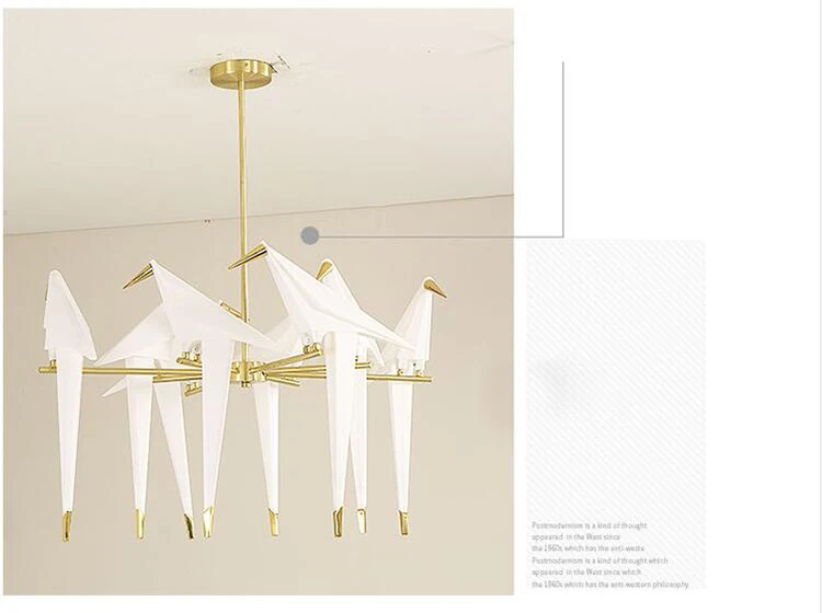 Description Picture 4 of itemNordic Pendant Light Gold Bird Cage Living Room Bedroom Origami Bird Light Kitchen Hanging Lamp Dining Room Paper House Lights