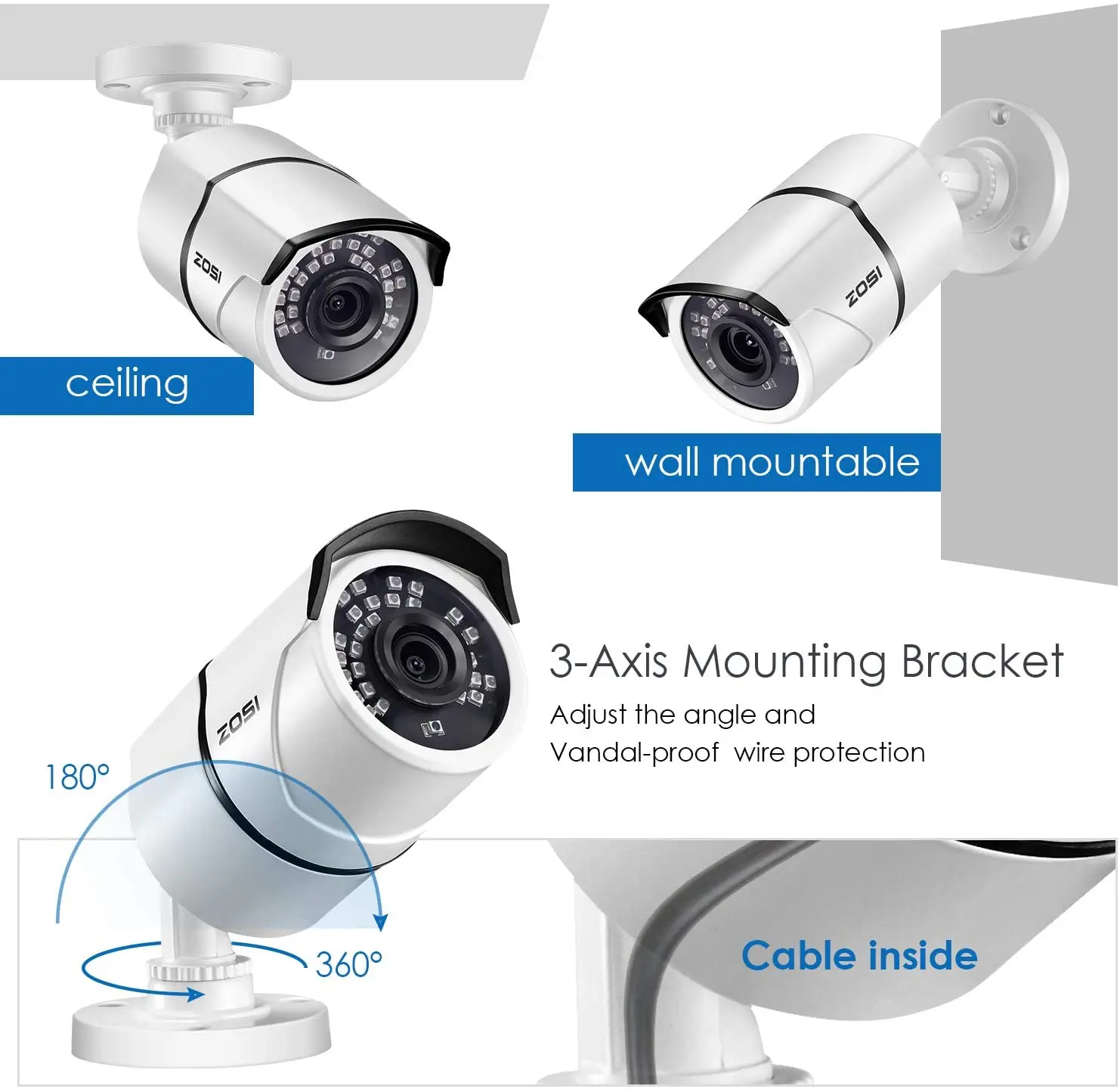 ZOSI 1080P HD POE IP камера 2 Мп цилиндрическая видеонаблюдения для системы NVR