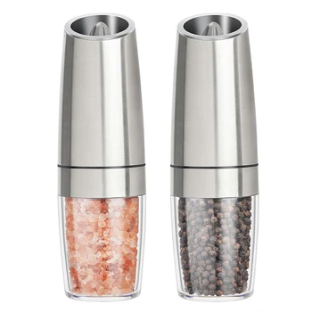 

2Pcs Set Electric Pepper Mill Stainless Steel Automatic Gravity Induction Salt and Pepper Grinder Kitchen Spice Grinder Tools