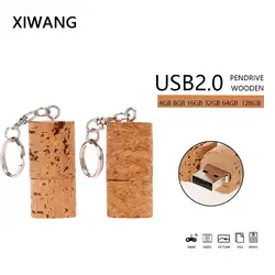 XIWANG натуральной пробки бутылки флеш-накопитель usb2.0 4 GB 8 GB 16 ГБ, 32 ГБ, 64 ГБ портативное устройство кольцо для ключей Бизнес U диск Бесплатная