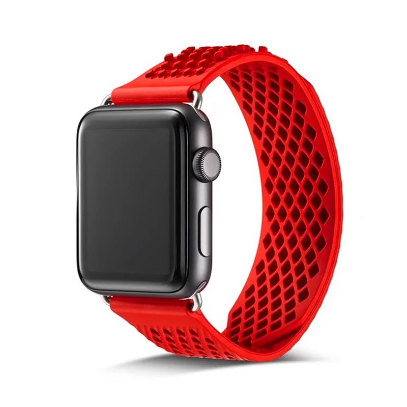 Без пряжки дизайн спортивный силиконовый ремешок для Apple Watch Series 4 3 2 1 мягкий ремешок замена Браслет для iWatch 44mm42mm 40mm38mm