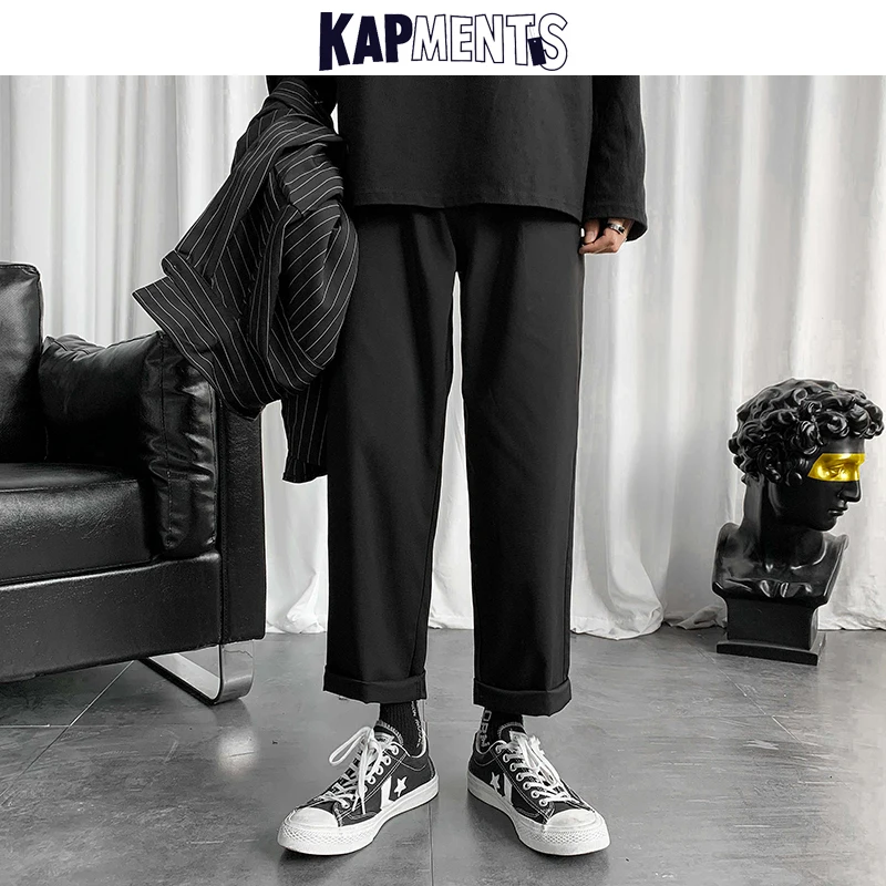 KAPMENTS Men Korean Casual Harem Pants 2020 Mens Japanese Streetwear High Waist Trousers Fashions Loose Straight Pants Plus Size KAPMENTS Men Korean Casual Harem Pants 2020 Mens Japanese Streetwear High Waist Trousers Fashions Loose Straight Pants Plus Size