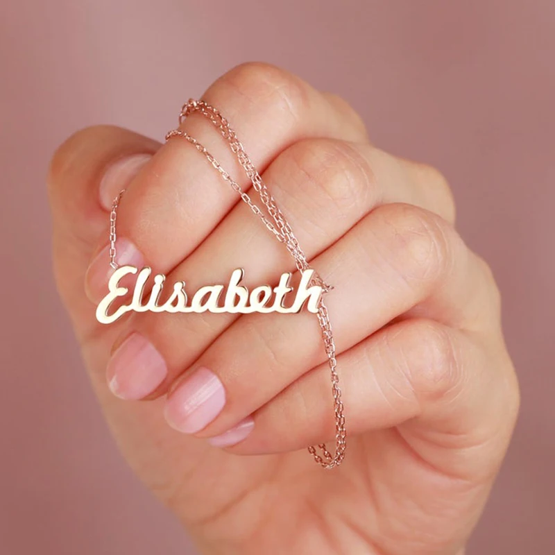 

Name Custom Necklace Pendant Letter Personalized Necklace Customized Gold Nameplate Cursive Fashion Jewelry Handmade for Women
