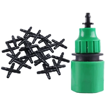 

20 Pcs Black Sprinkler Irrigation Tee Pipe Barb Hose & 20Pcs 4/7mm 8/11mm Hose Barbed Hose Quick Connectors