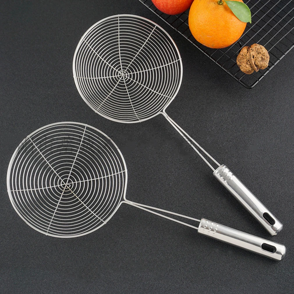 Silicone Handle Oil Pot Strainer Ladle Skimmer Oval Fine Mesh Stainless Steel For Food Portable Eco-Friendly Kitchen Tools 1pcs | Дом и сад