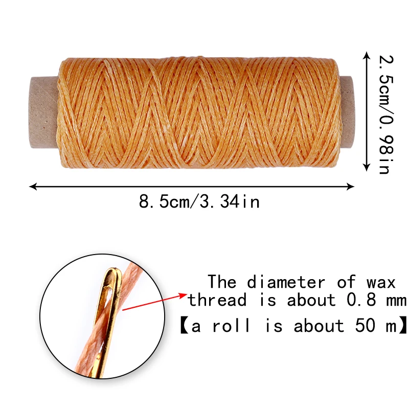 Leather Sewing Tools 1pc 50M 150D 1mm Leather Waxed Thread