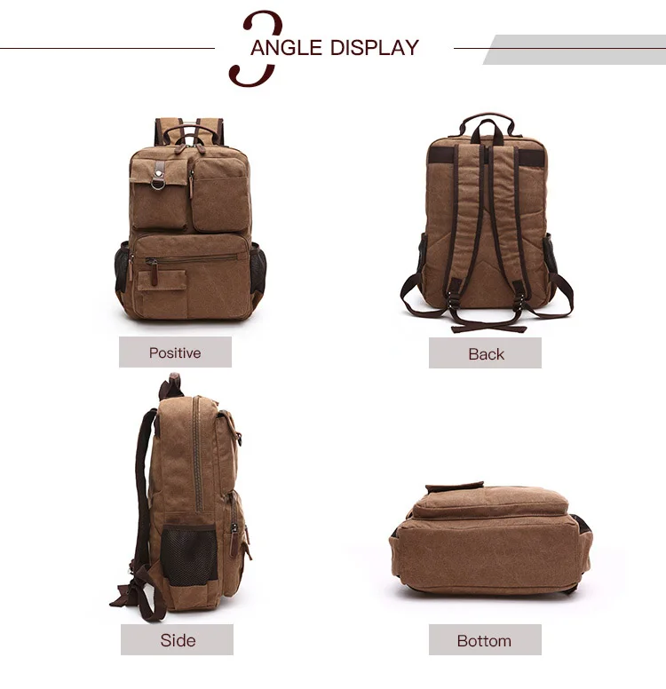 ZUOLUNDUO sport backpack vintage strong large cosmetic canvas bag outdoor backpack