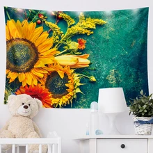 Tapices de girasol psicodélicos para colgar en la pared, alfombra Hippie, brujería, manta de playa, decoración del hogar, esterilla de Yoga