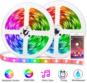 

RGB LED Strip Light Bluetooth SMD5050 Waterproof RGB Tape DC12V Ribbon diode Neon Light led Strips Lamp with RF Remote Control