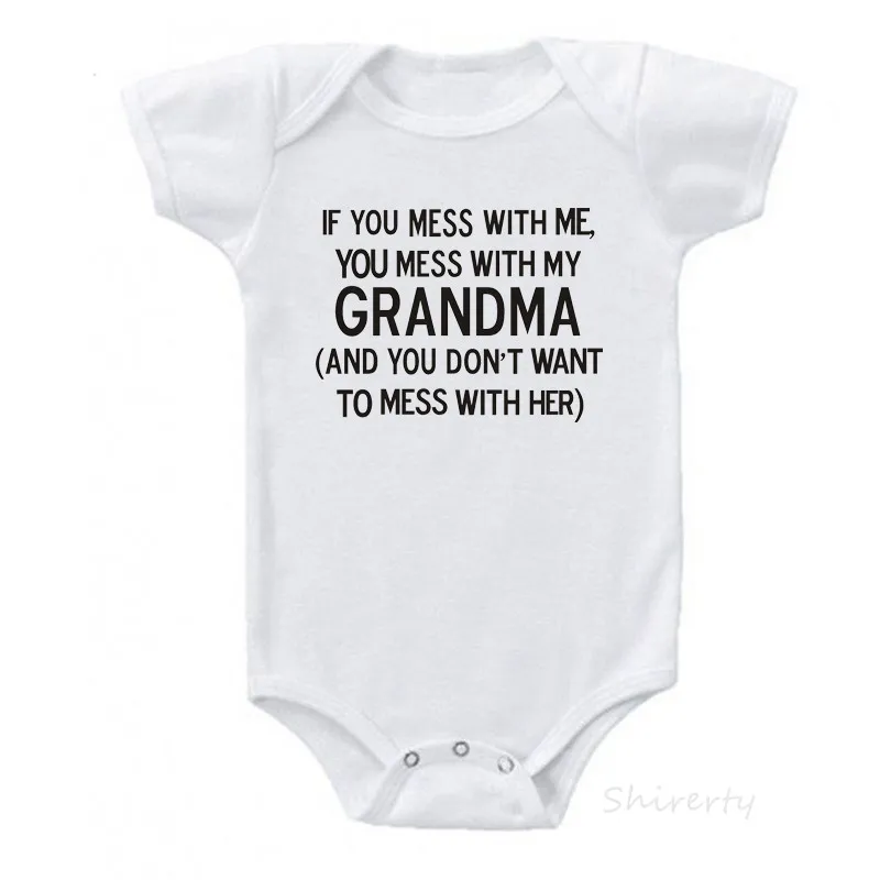 Летний комбинезон с принтом «My Grandma» для маленьких девочек, комбинезон с короткими рукавами для мальчиков, детская повседневная верхняя одежда на возраст от 0 до 24 месяцев